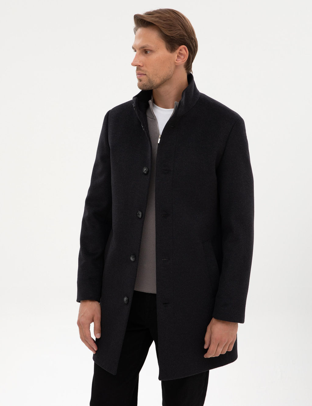 Antrasit Slim Fit Palto - Pierre cardin фото 3