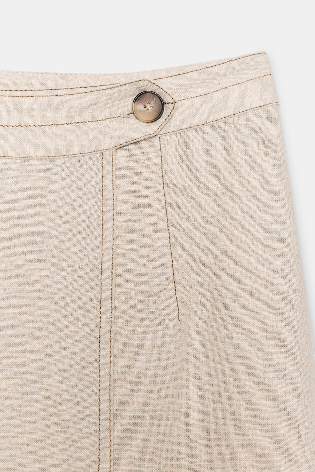 FALDA CRUZADA PESPUNTES CON LINO / Beige claro - Zara фото 4