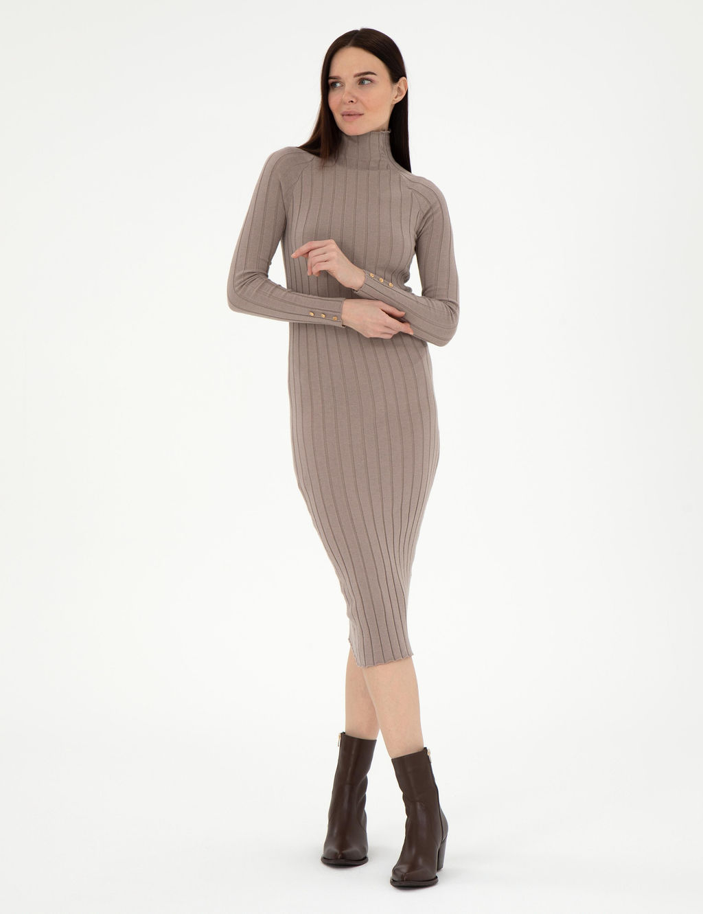 Krem Melanj Ex. Slim Fit Triko Elbise - Pierre cardin фото 3