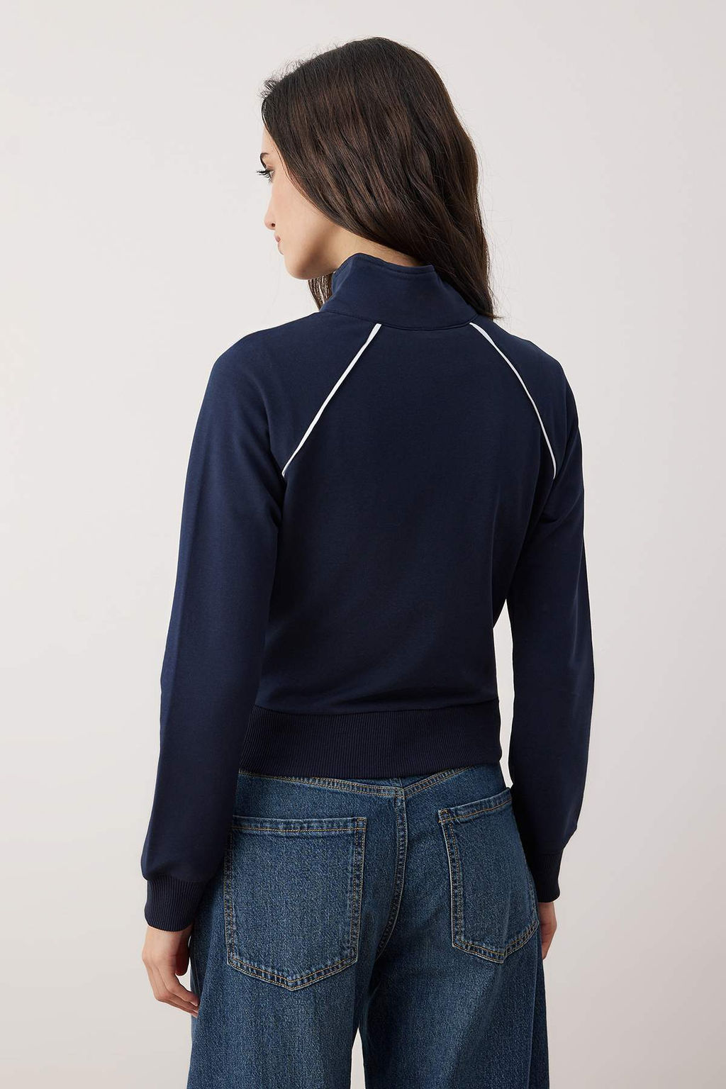Lacivert Fitted/Vucuda Oturan Biyeli Full Fermuarl? Orme Sweatshirt TWOAW26SW00190 - Trendyolmilla фото 4