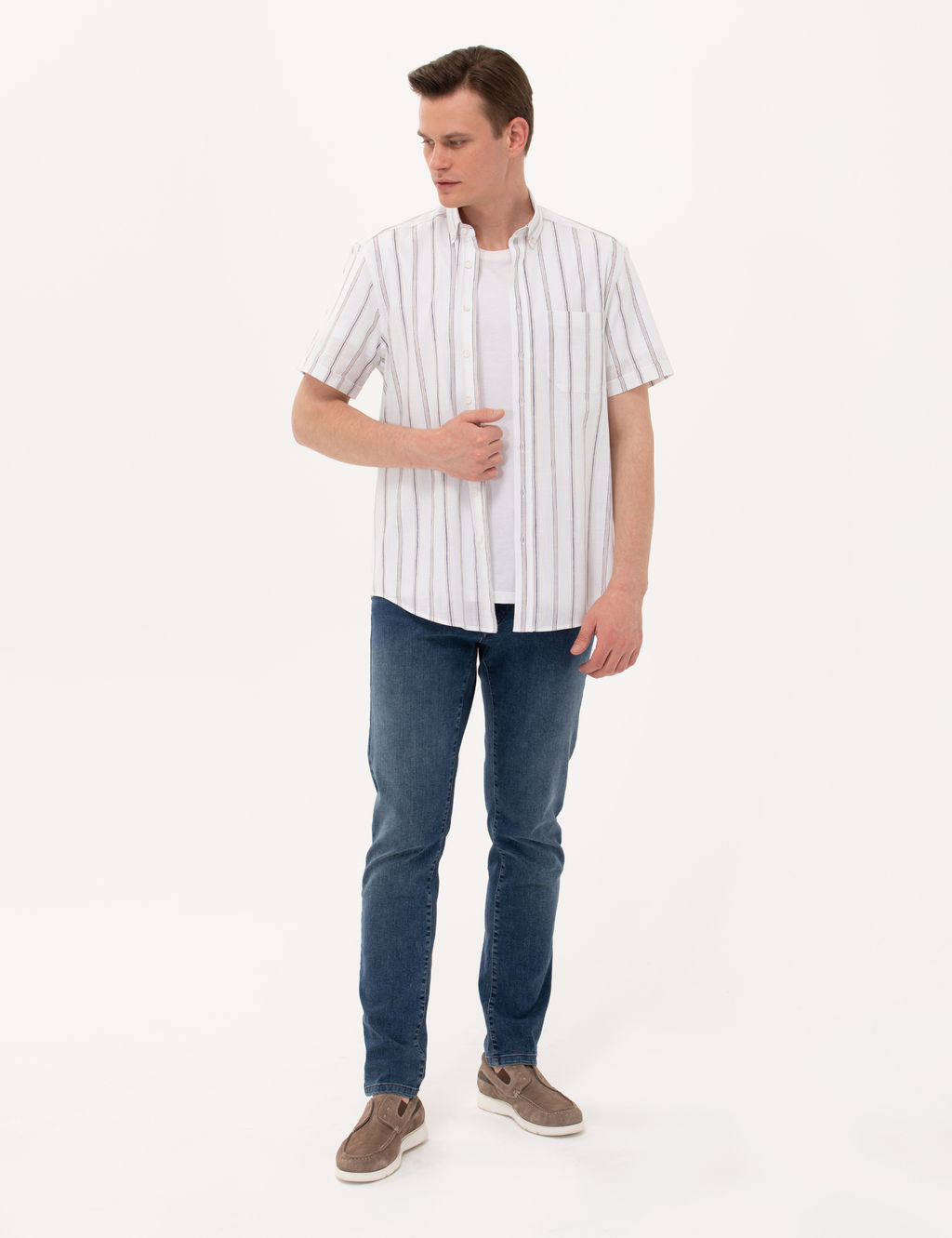Lacivert Comfort Fit K_sa Kollu G_mlek