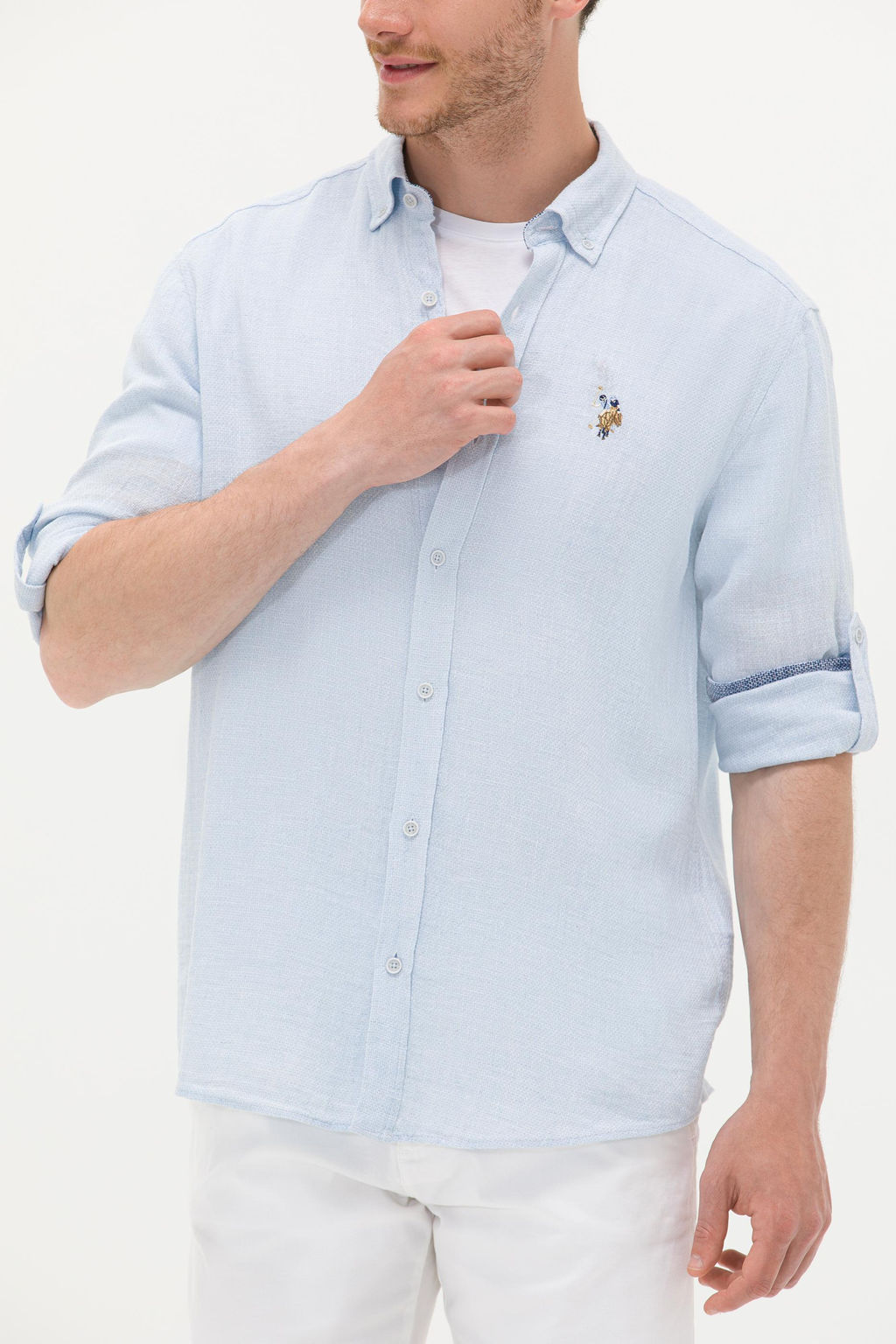U. S. Polo Assn / Мужская голубая рубашка с длинным рукавом - U.s. polo assn фото 20