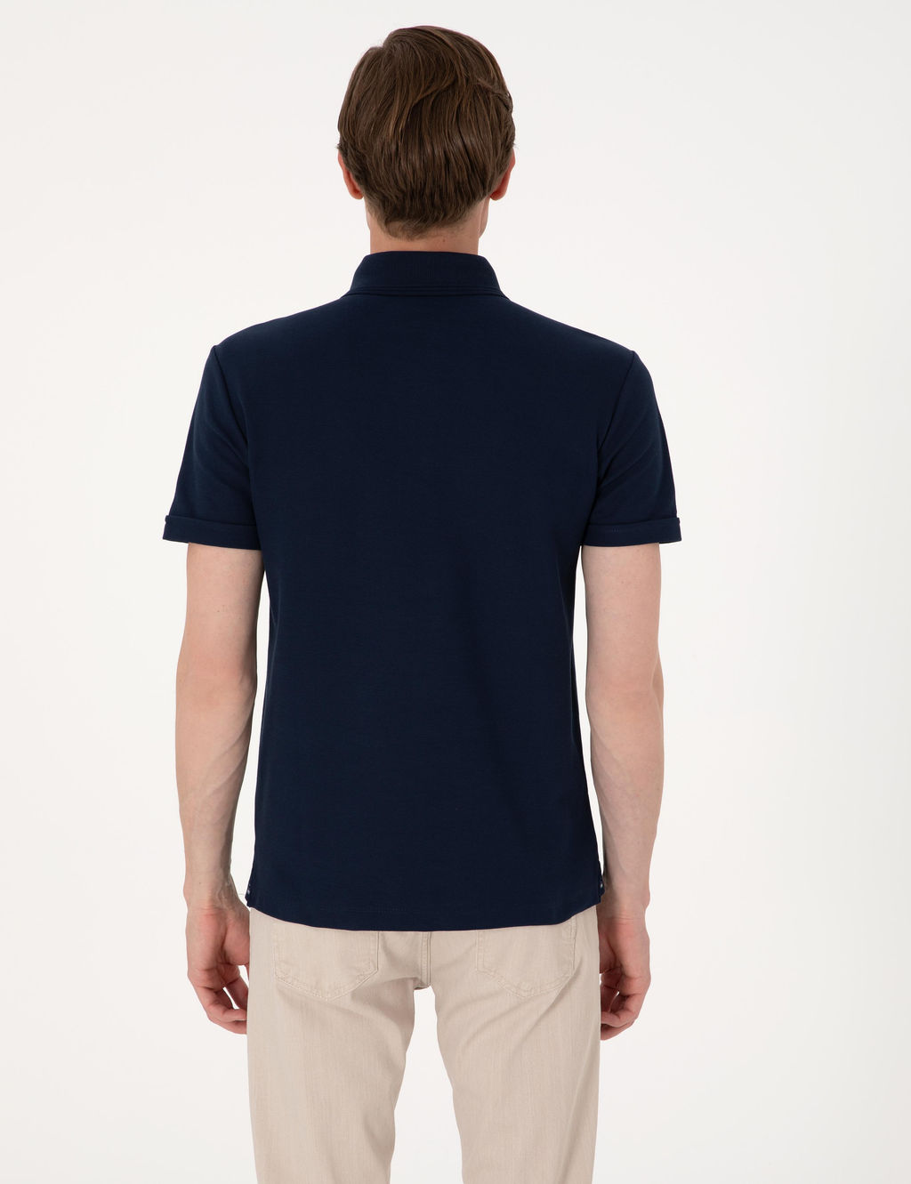 Lacivert Slim Fit %100 Pamuk K_vr_lmaz Amerikan Pike Polo Yaka Basic Ti__rt - Pierre cardin фото 12