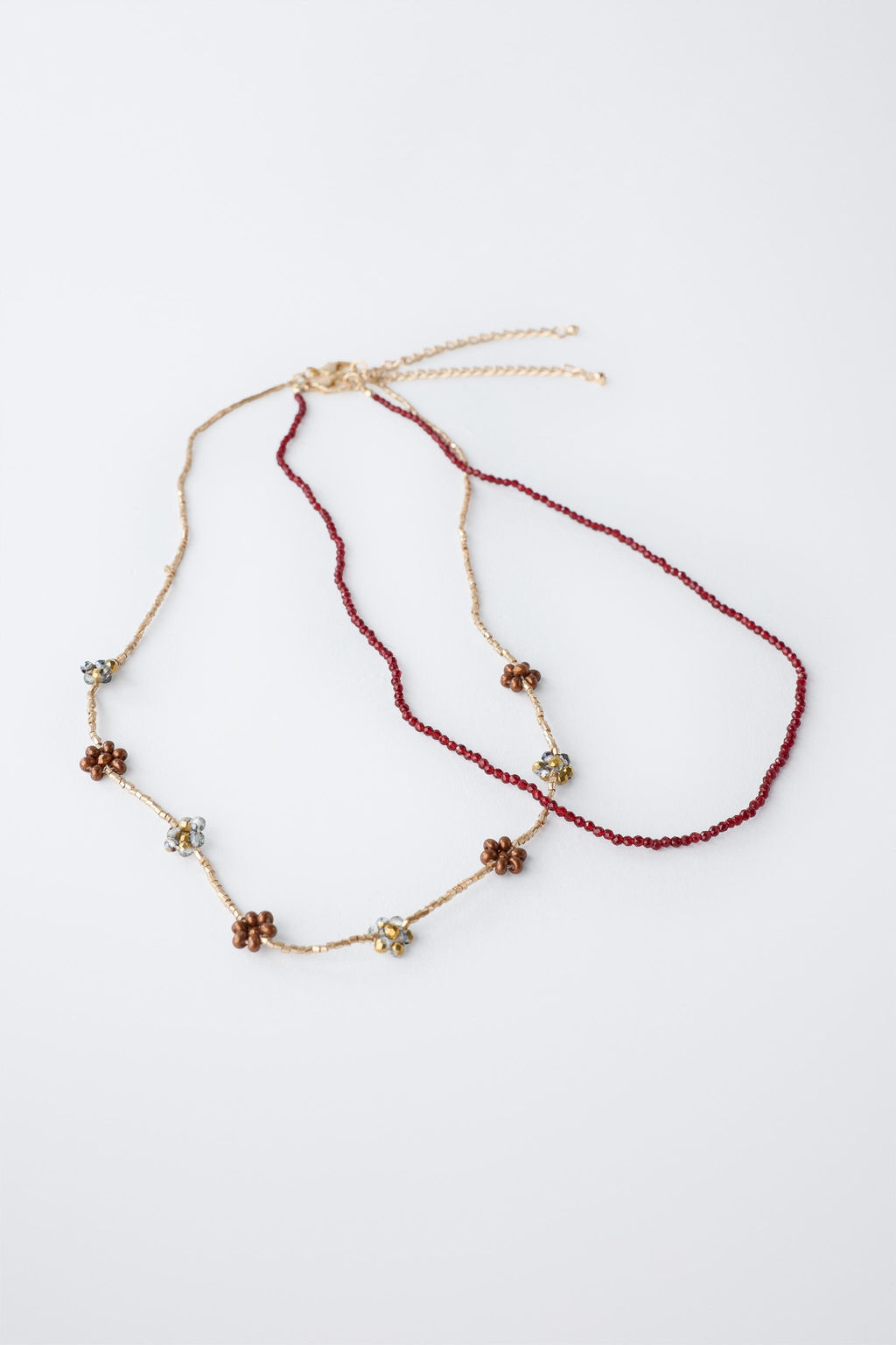 PACK OF TWO BEADED NECKLACES WITH FLOWERS - Zara фото 2