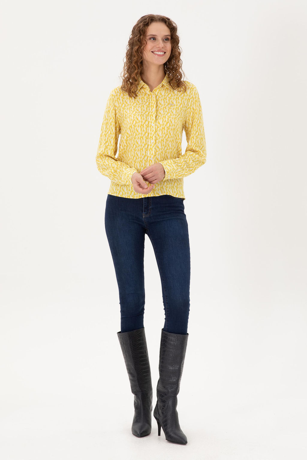 Женская желтая рубашка с длинным рукавом Неожиданная скидка в корзине - U.s. polo assn фото 4