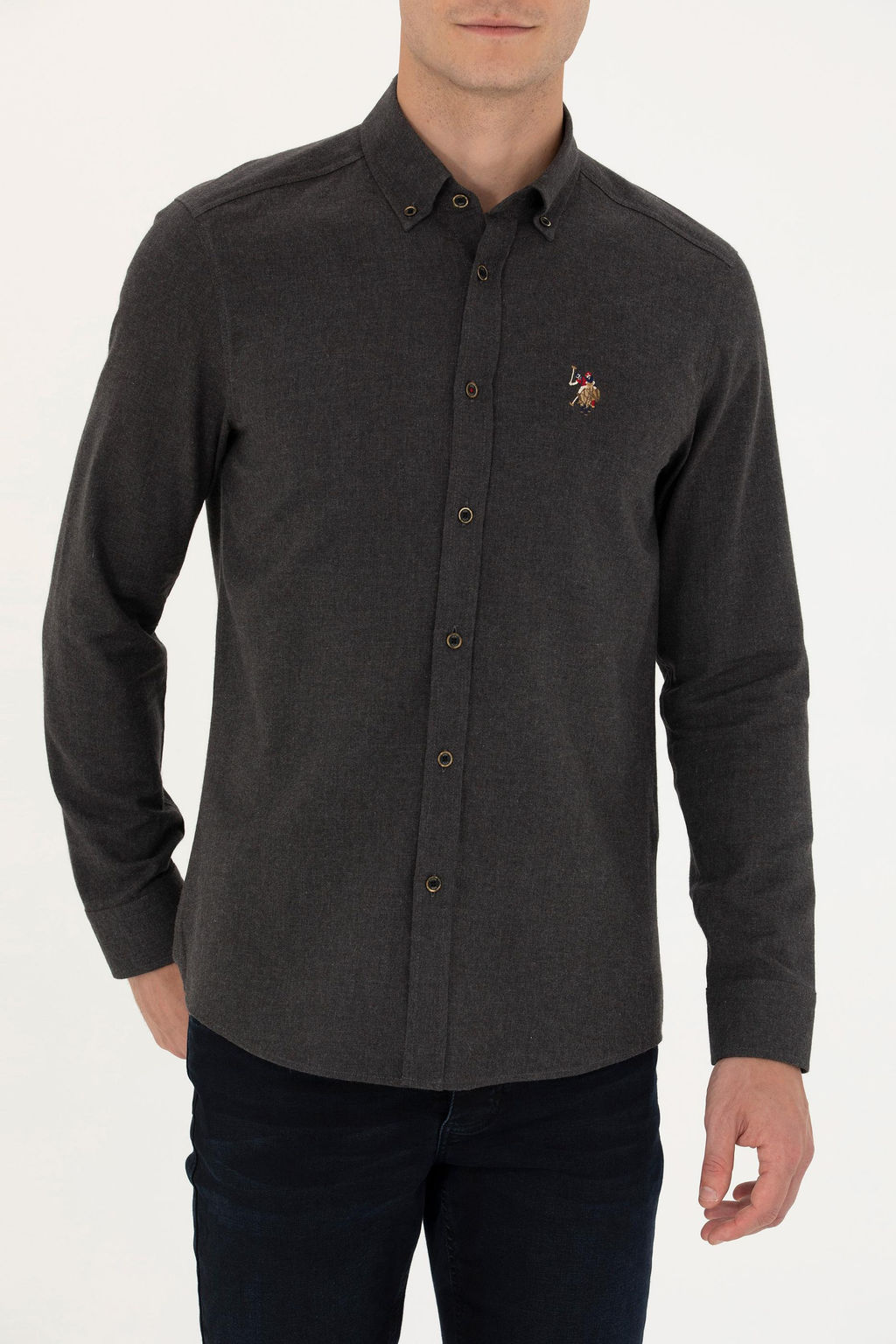 U. S. Polo Assn / Мужская черная базовая рубашка с длинным рукавом - U.s. polo assn фото 20