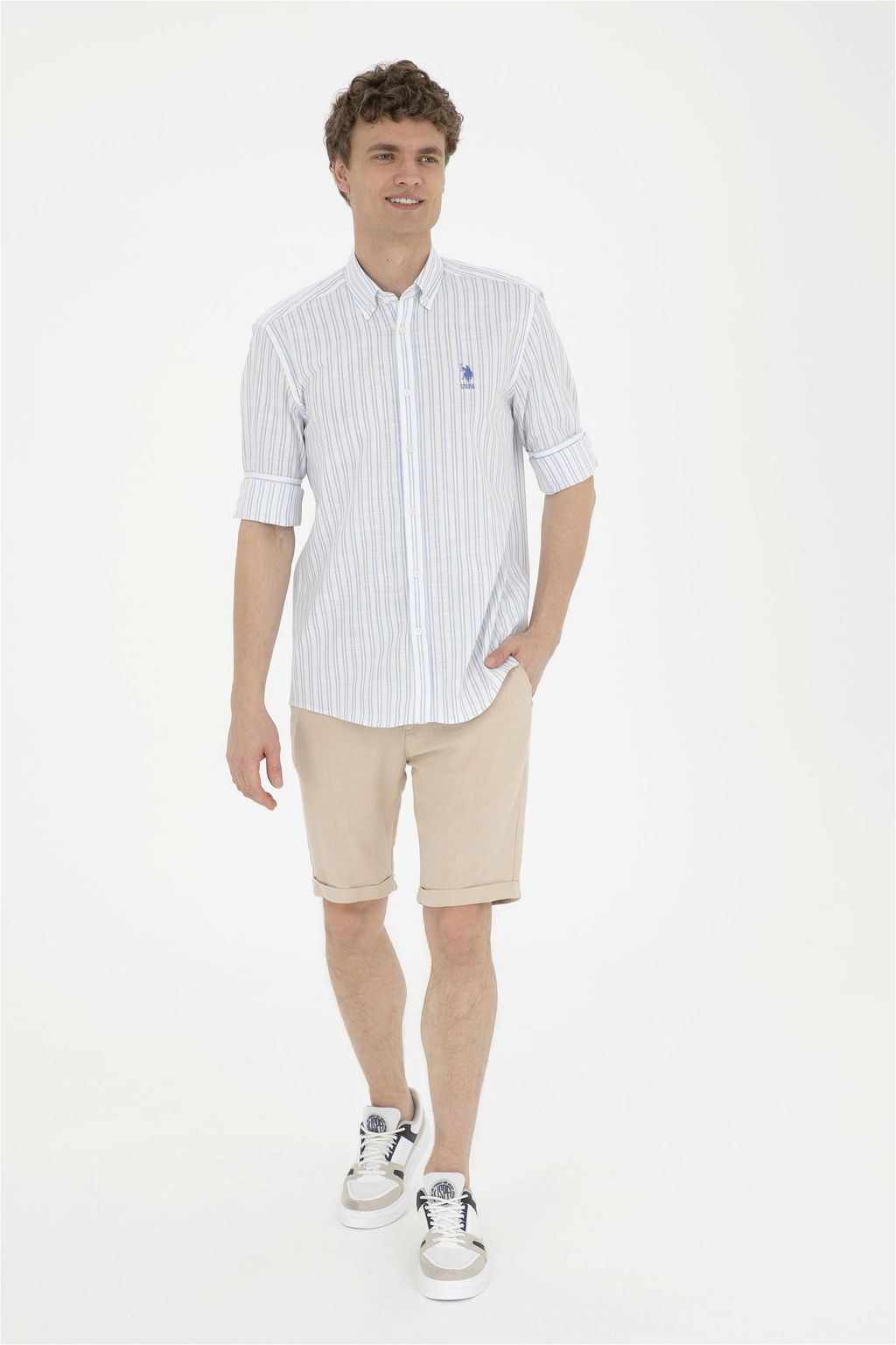 Мужская голубая рубашка с длинным рукавом Неожиданная скидка в корзине - U.s. polo assn фото 4