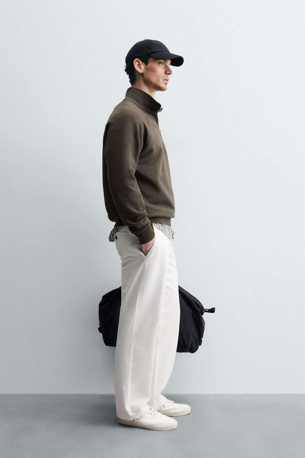 SUDADERA LAVADA CUELLO CREMALLERA / Marr?n oscuro - Zara фото 4