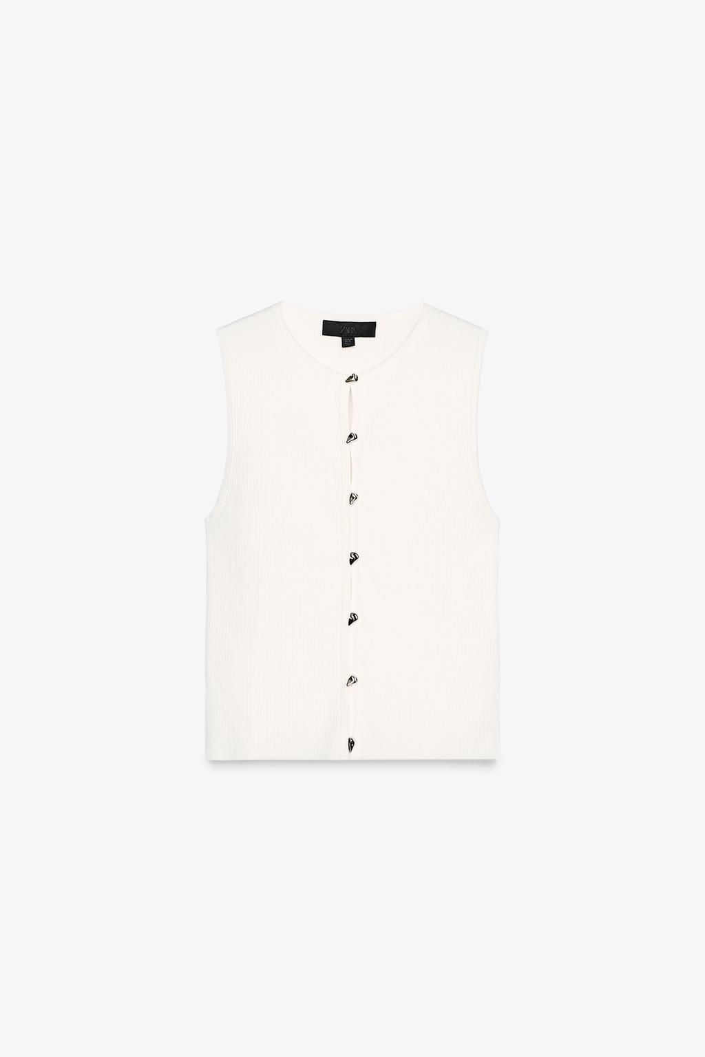 RIB KNIT WAISTCOAT TOP - Zara фото 6