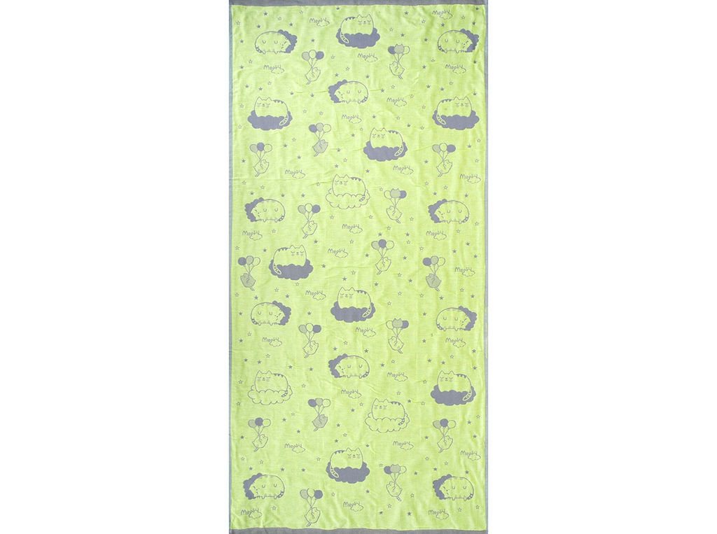 2о22.129ж1 Мяу в облаках (св.салатовый) Полотенце 67х140 см
