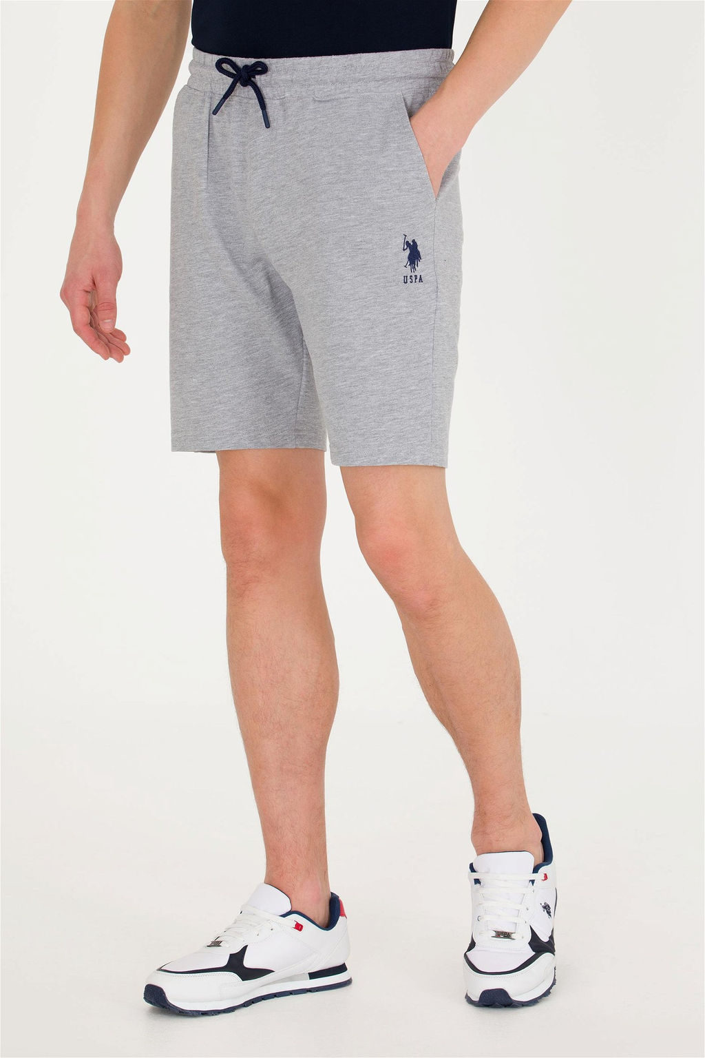 Мужские серые меланжевые вязаные шорты - U.s. polo assn фото 9