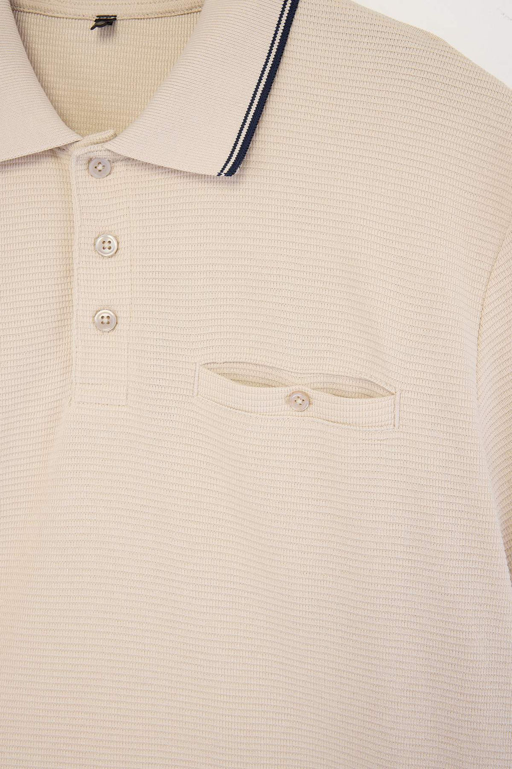 Bej Regular Polo Yaka Dokulu Polo Yaka T-shirt TMNSS26PO00021
