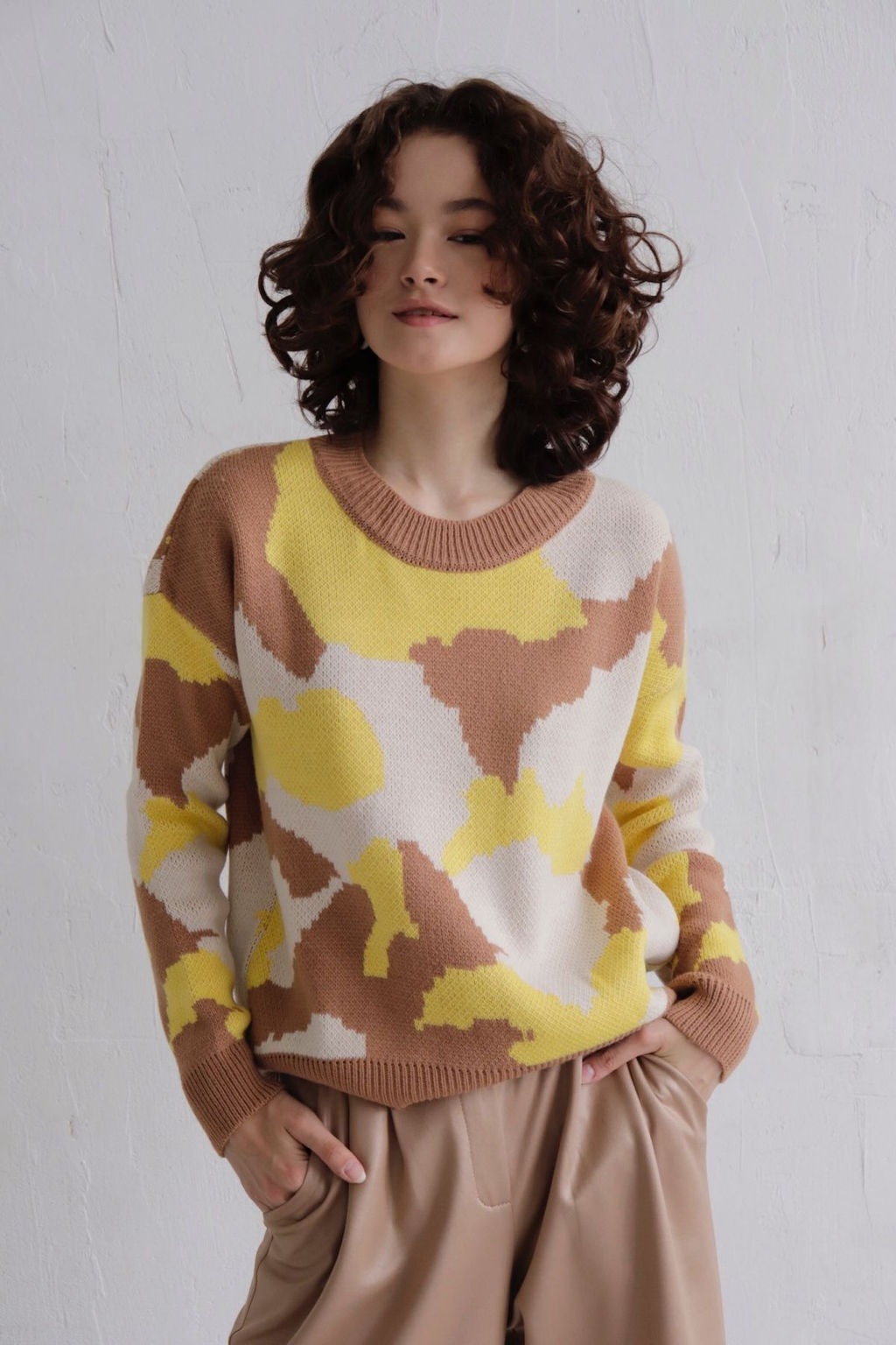 Джемпер бежево-лимонный с шерстью мериноса - Martichelli фото 2