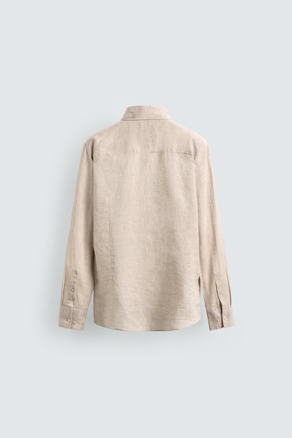 Рубашка Zara CAMISA REGULAR FIT из льна светло-бежевая