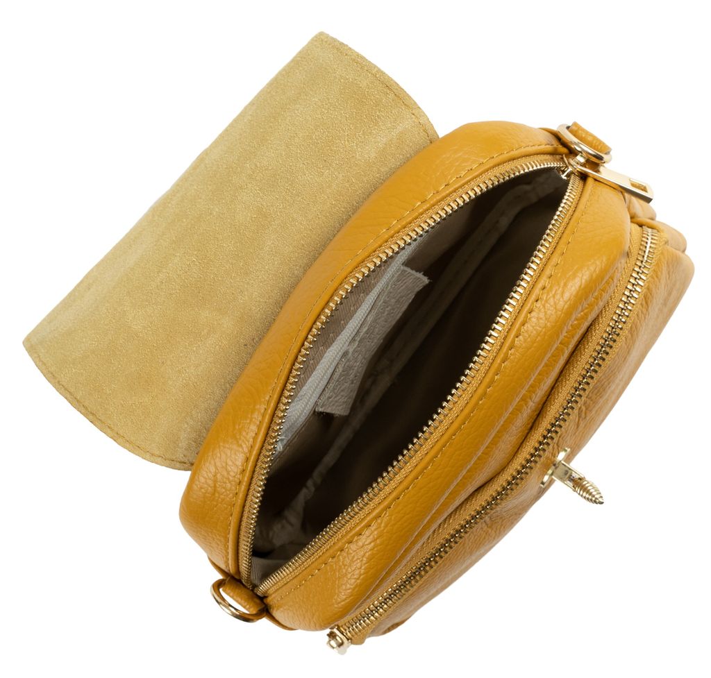 Сумка женская Sefaro из телячьей кожи зернистая выделка жёлтая средняя  фото 2