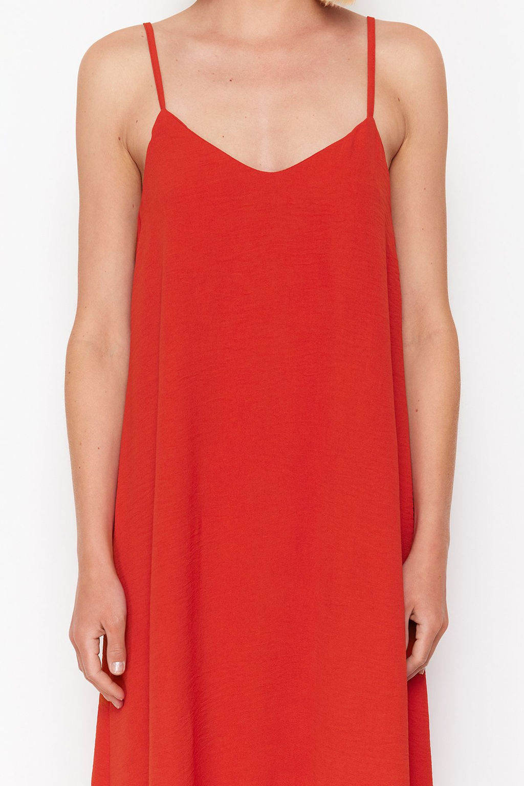 TRENDYOLMILLA Indigo Duz Kesim V Yaka Maxi Dokuma Elbise TWOSS24EL00995 фото 20