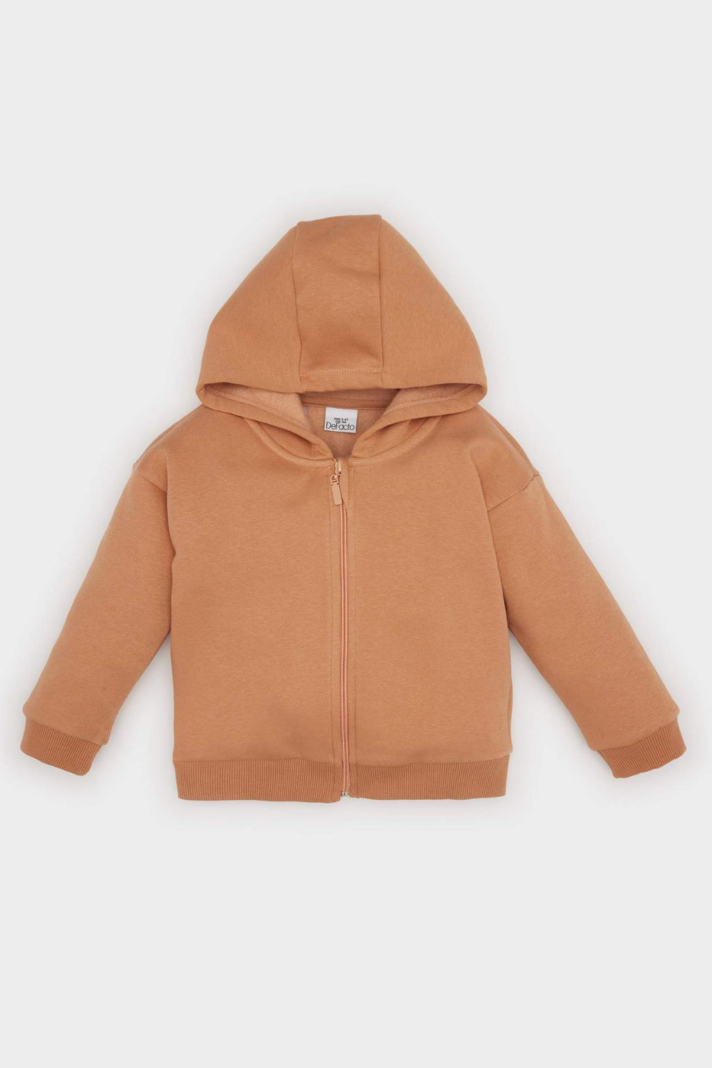 K?z Bebek Kapusonlu Basic Duz Ici Yumusak Tuylu Fermuarl? Sweatshirt - Defacto фото 2
