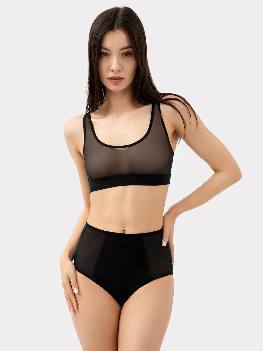 Трусы женские Mark Formelle с высокой талией полиамид с эластаном черный  фото 2