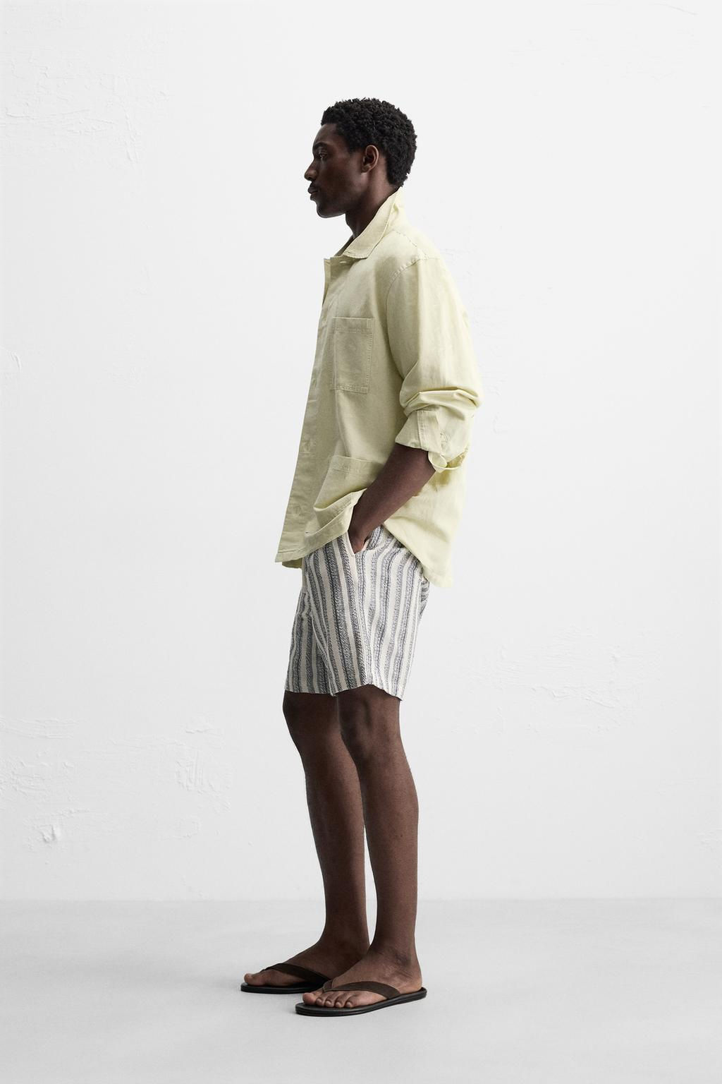 TEXTURED REGULAR FIT BERMUDA SHORTS - Zara фото 6