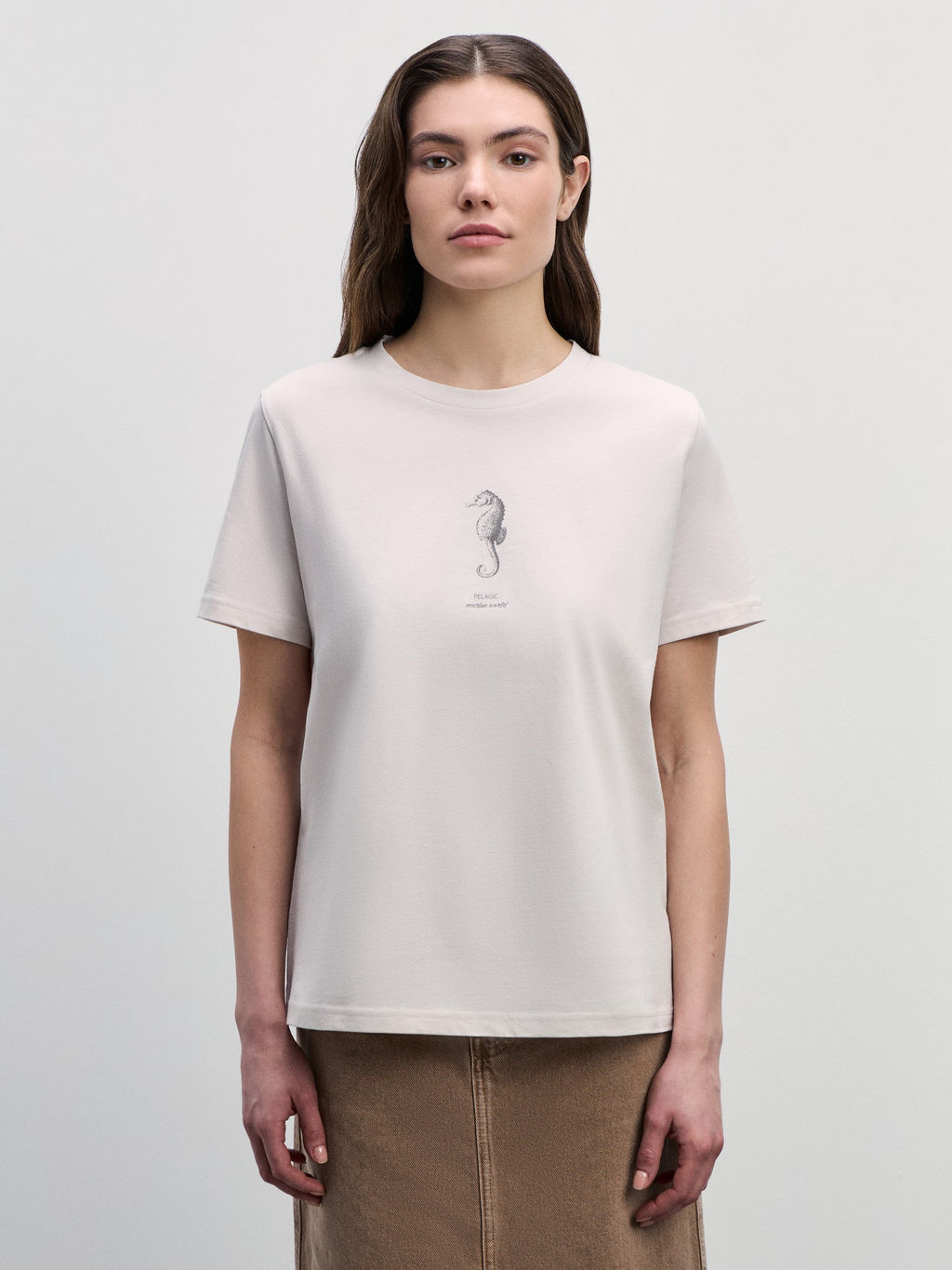 Футболка прямого кроя с принтом / Zarina  фото 3