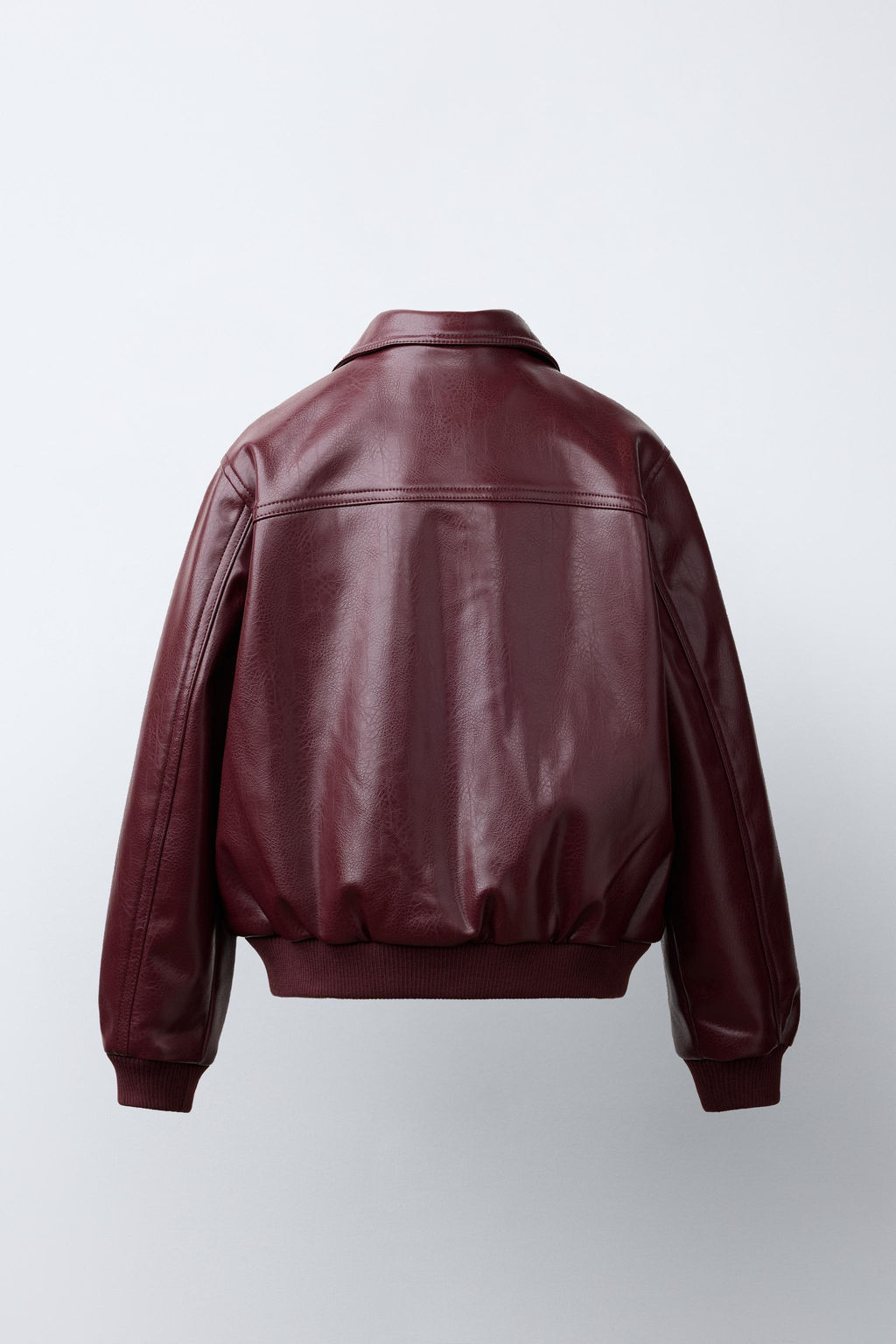 CAZADORA BOMBER EFECTO PIEL / Burgundy - Zara фото 5