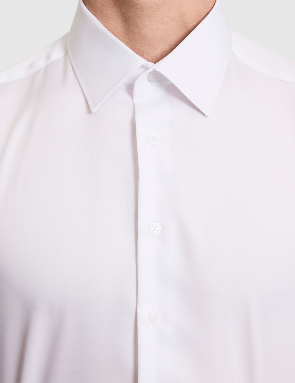 Beyaz Non _ron Kolay _t_lenebilir Regular Fit K_sa Kollu Basic G_mlek