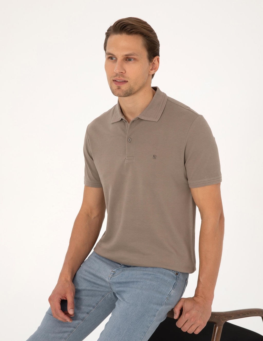 Koyu Vizon Slim Fit %100 Pamuk K_vr_lmaz Polo Yaka Basic Ti__rt