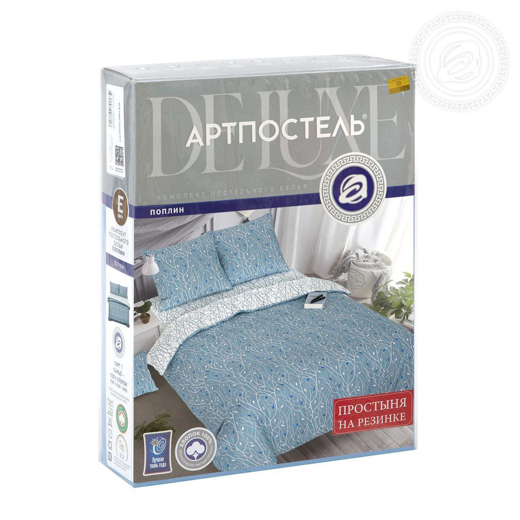 Постельное белье Терри с простынью на резинке (поплин DE LUXE) 2,0 сп./Пододеяльник: 1 шт. - 215*175; Простыня на резинке: 1 шт. - 200*160*25; Наволочка: 2 шт. - 70*70; DE LUXE с простынью на резинке