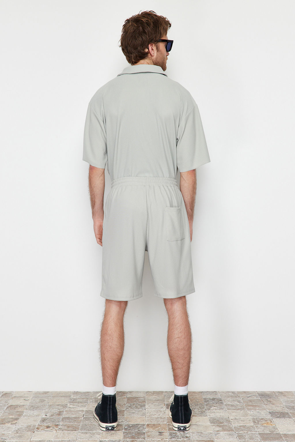 Tas Oversize/Genis Kesim Dokulu K?r?smaz Ottoman Sort TMNSS24SR00037