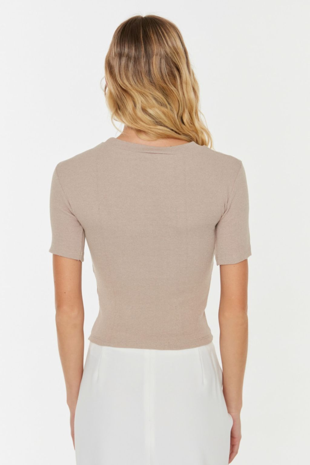 Trendyolmilla Siyah Cut Out Detayl? Fitted/Vucuda Oturan Bisiket Yaka Crop Fitilli Esnek Orme Bluz TWOSS22BZ0355  фото 18