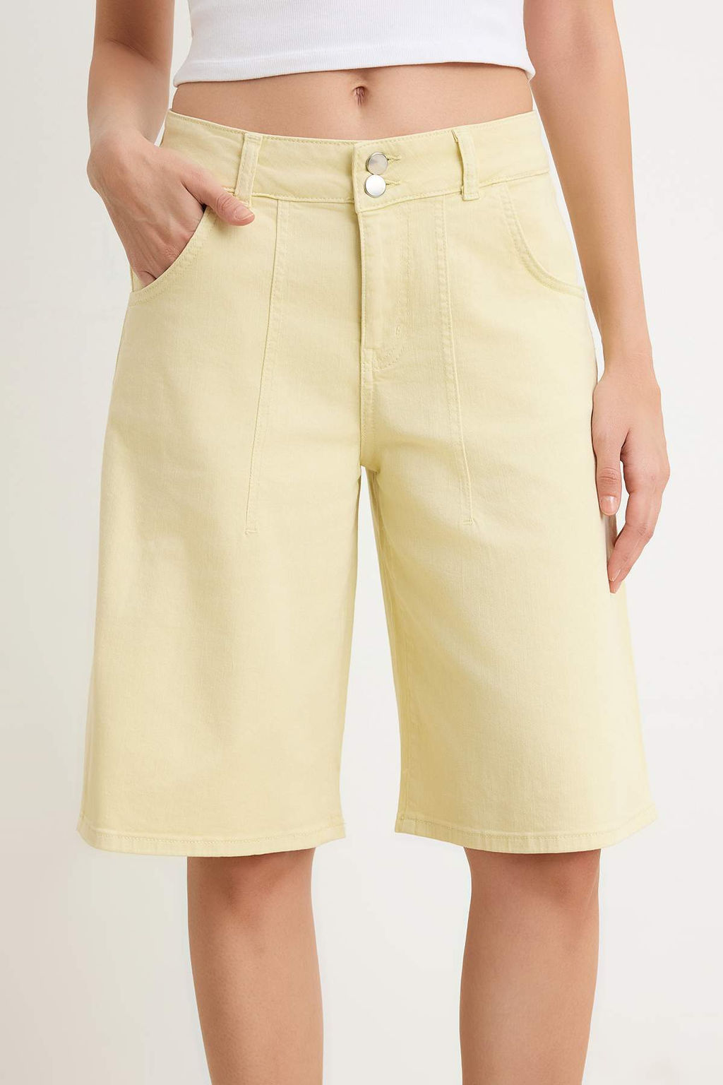 Sar? Cep Detayl? Normal Bel Denim Bermuda TWOSS26SR00214 - Trendyolmilla фото 3