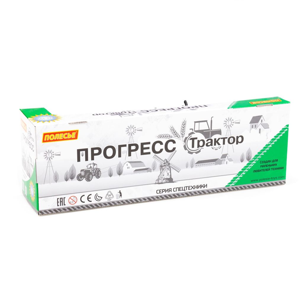 Трактор Прогресс с прицепом и ковшом инерционный (зелёный) (в коробке) - Полесье фото 9