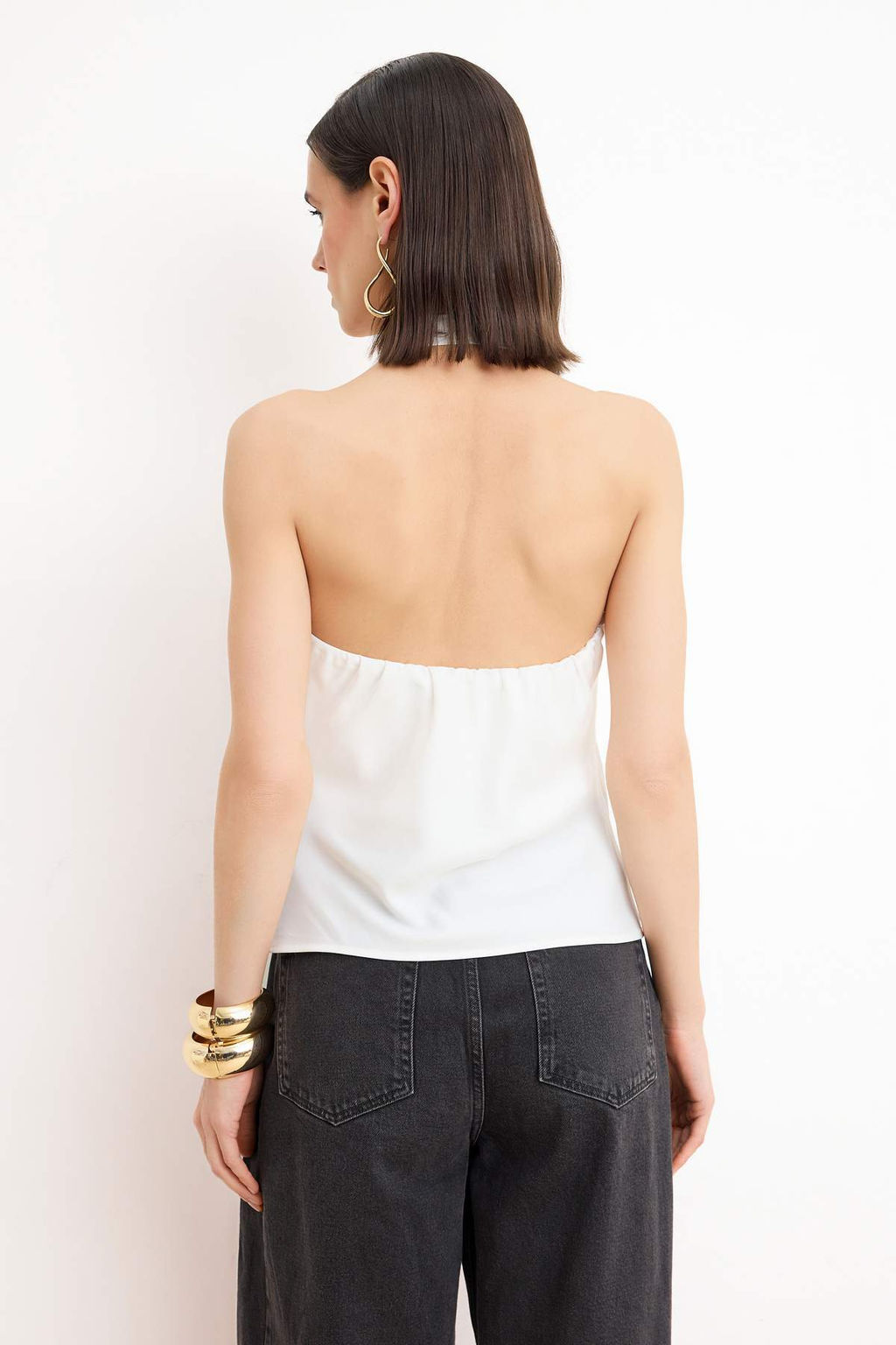 Ekru Aksesuar Detayl? Saten Dokuma Bluz TPRSS26BZ00049 - Trendyolmilla фото 4