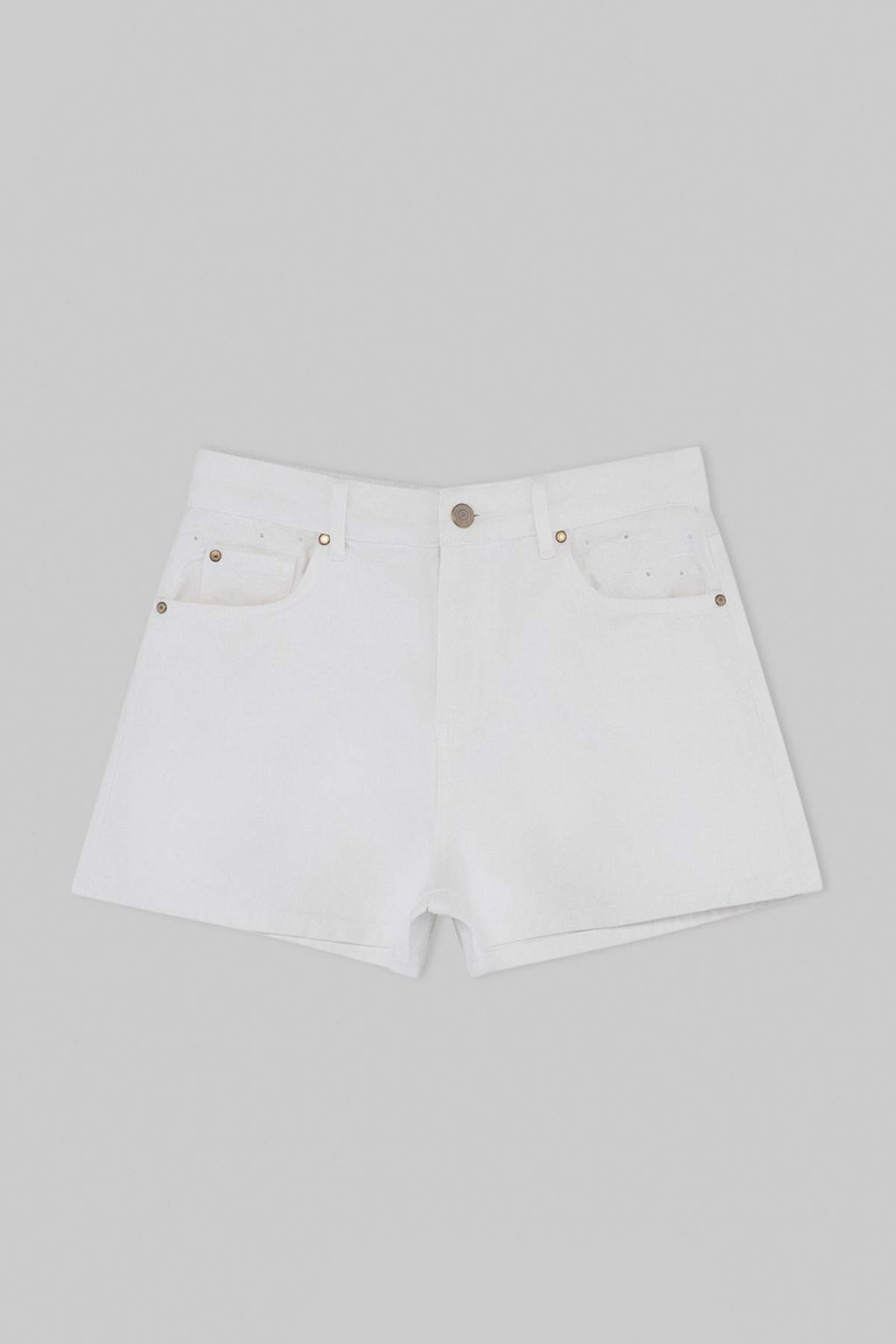 Ekru Brode Detayl_ Y_ksek Bel Mini Denim _ort TWOSS26SR00129