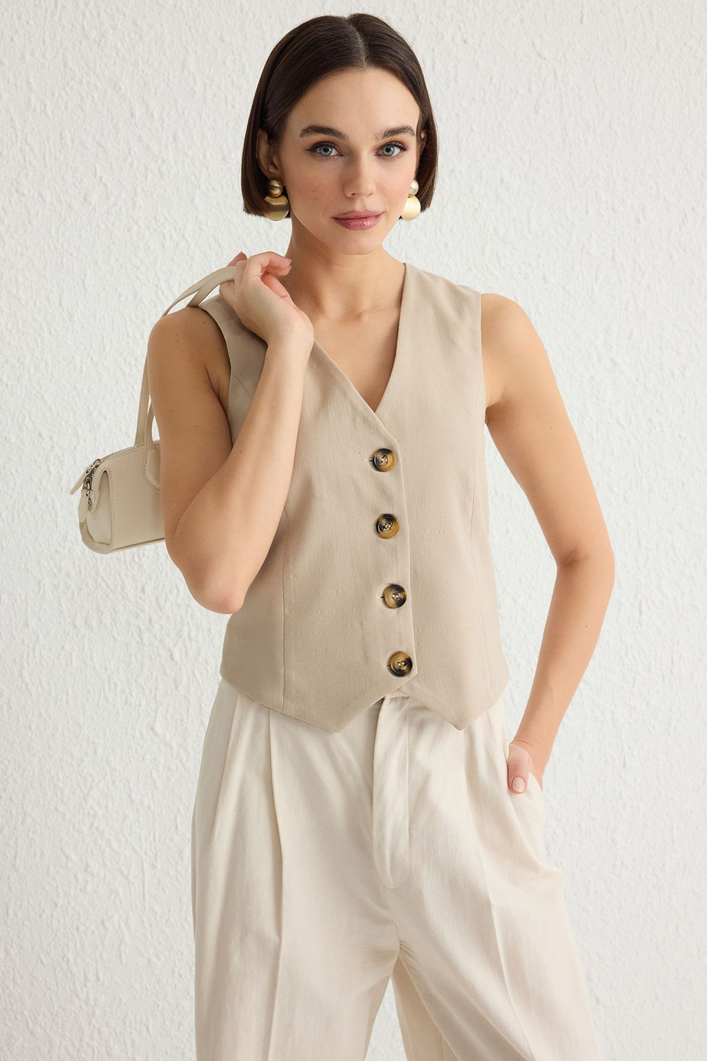 TRENDYOLMILLA Bordo Premium Dugmeli Crop Dokuma Yelek TWOAW24YE00061  фото 2