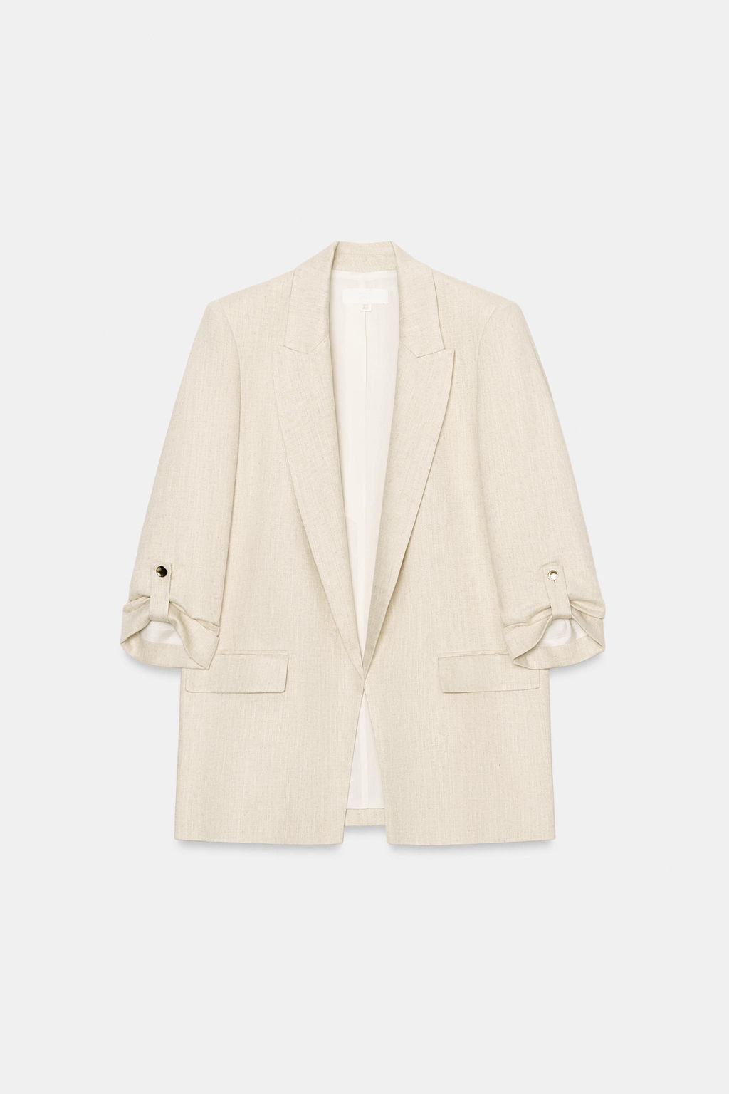 BLAZER ABIERTA MANGA REMANGADA / Beige claro - Zara фото 6