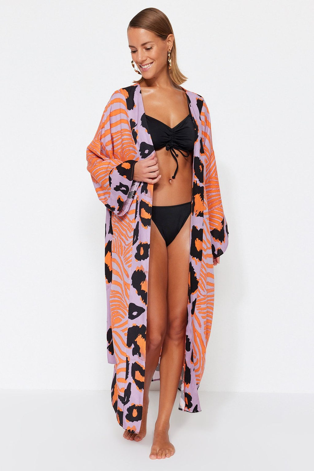 Etnik Desenli Kusakl? Maxi Dokuma Plaj Kimono&Kaftan TBESS21KM0171 - Trendyolmilla фото 15