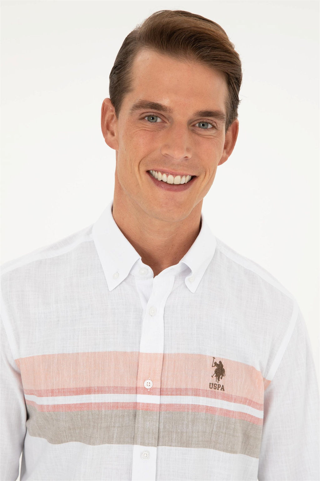 U. S. Polo Assn / Мужская рубашка цвета хаки с длинным рукавом - U.s. polo assn фото 2