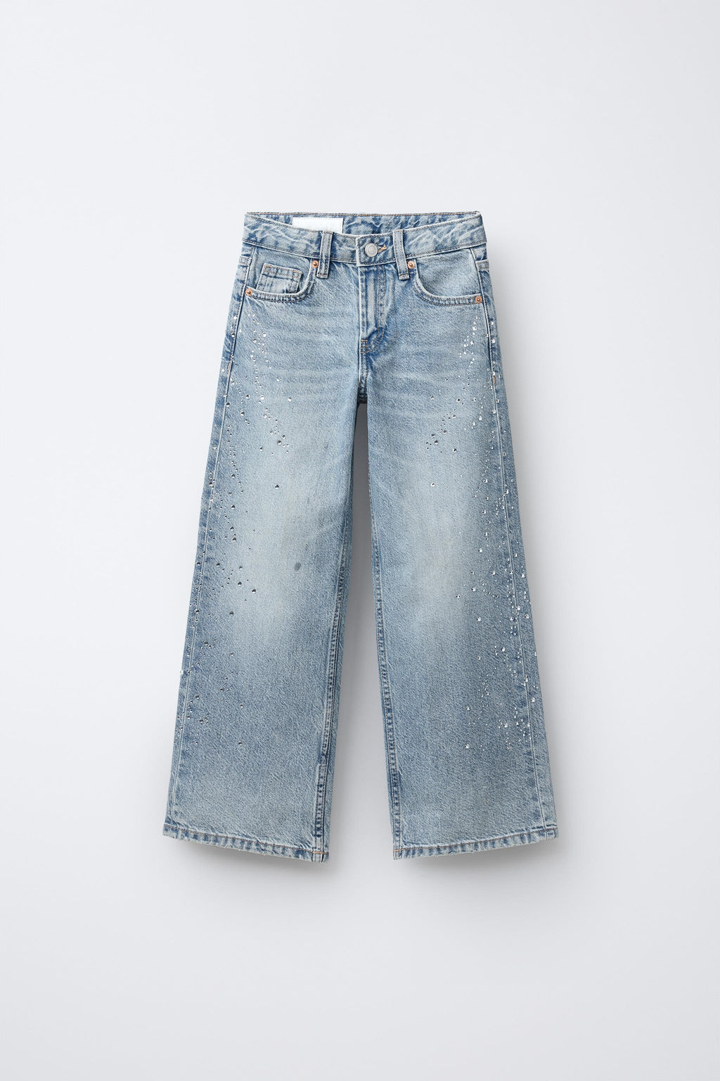 WIDE-LEG JEANS WITH RHINESTONES