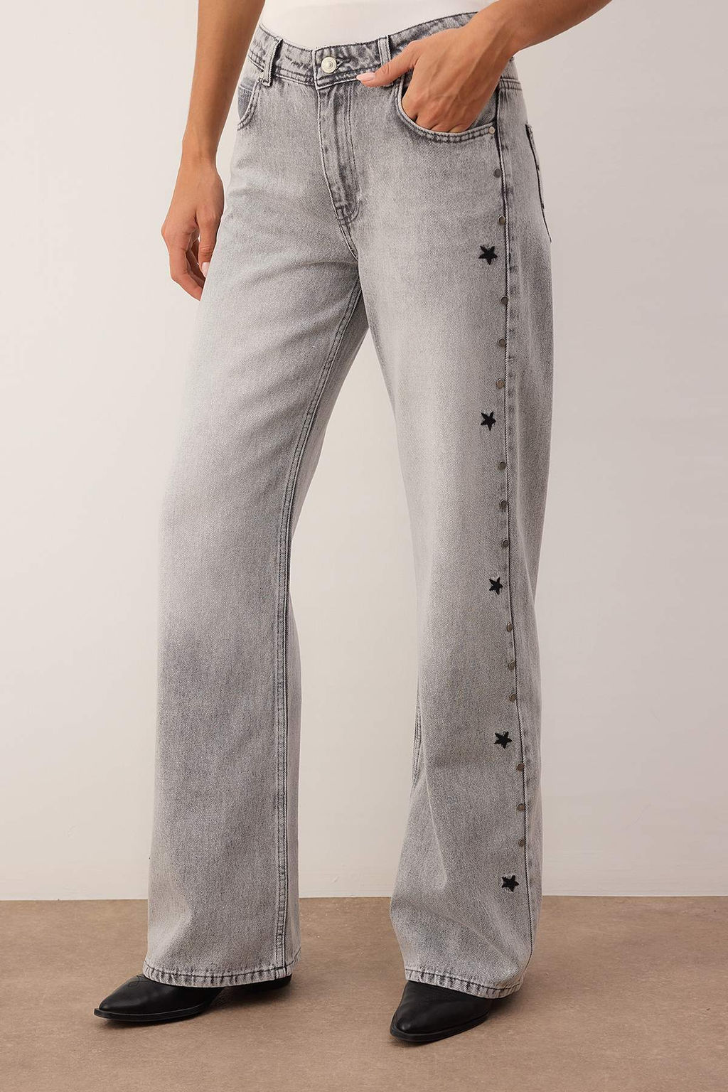 Gri Normal Bel Wide Leg Jeans TWOAW26JE00262 - Trendyolmilla фото 3