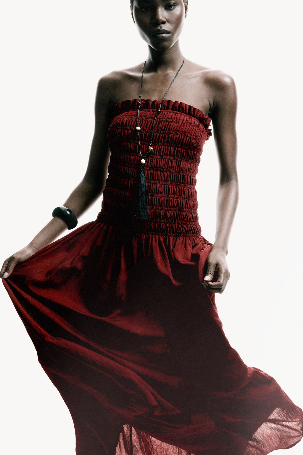 Vestido bandeau con cuerpo nido de abeja - H&m фото 4