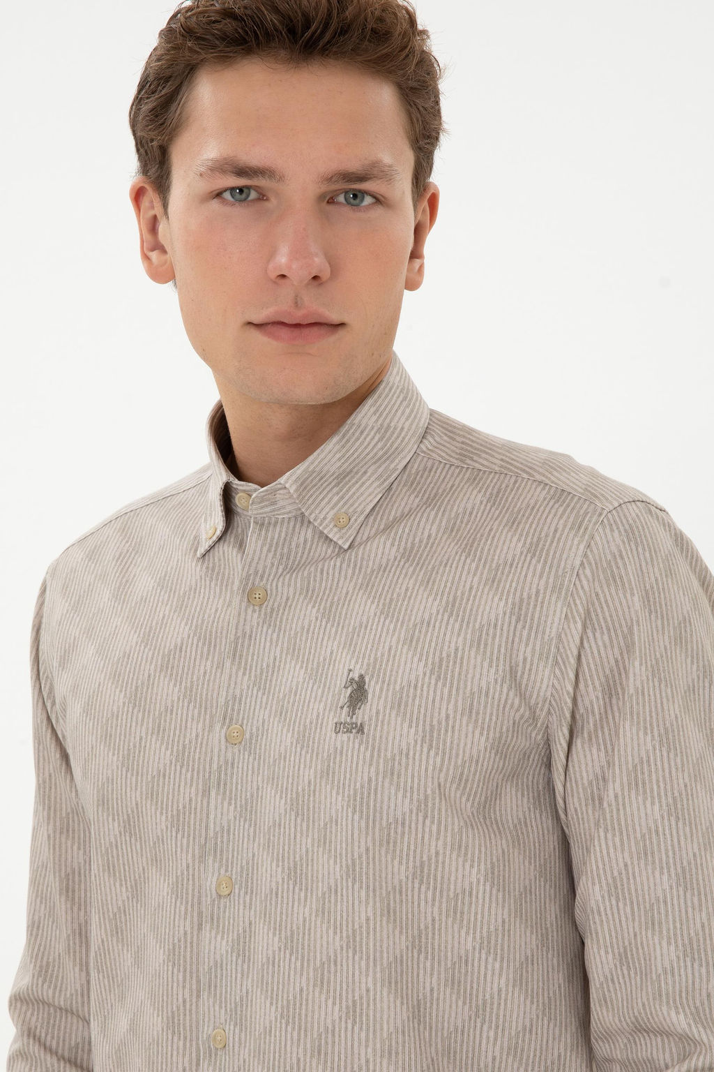 Erkek A__k Haki Uzun Kollu G_mlek - U.s. polo assn фото 2