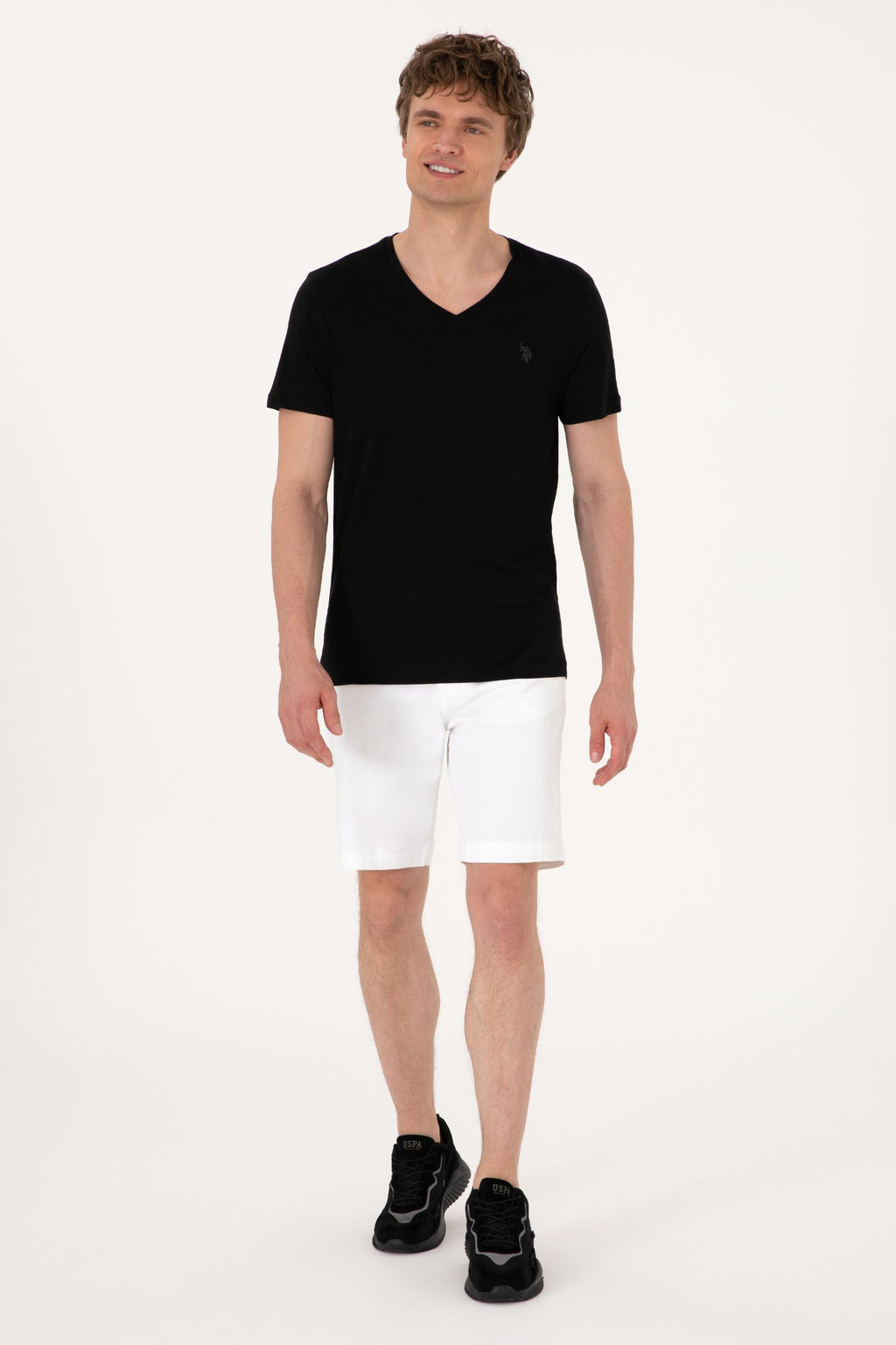 Erkek Slim Fit V Yaka Siyah Basic Ti__rt Sepette S_rpriz _ndirim - U.s. polo assn фото 4