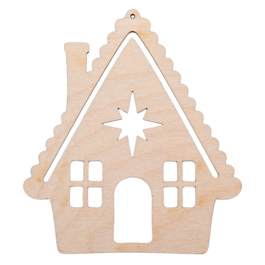 Заготовка для декорирования Mr. Carving ВД-1197 Подвеска фанера 8 х 9 х 0.3 см Избушка резная №1 (8.5х9см.) фото 2