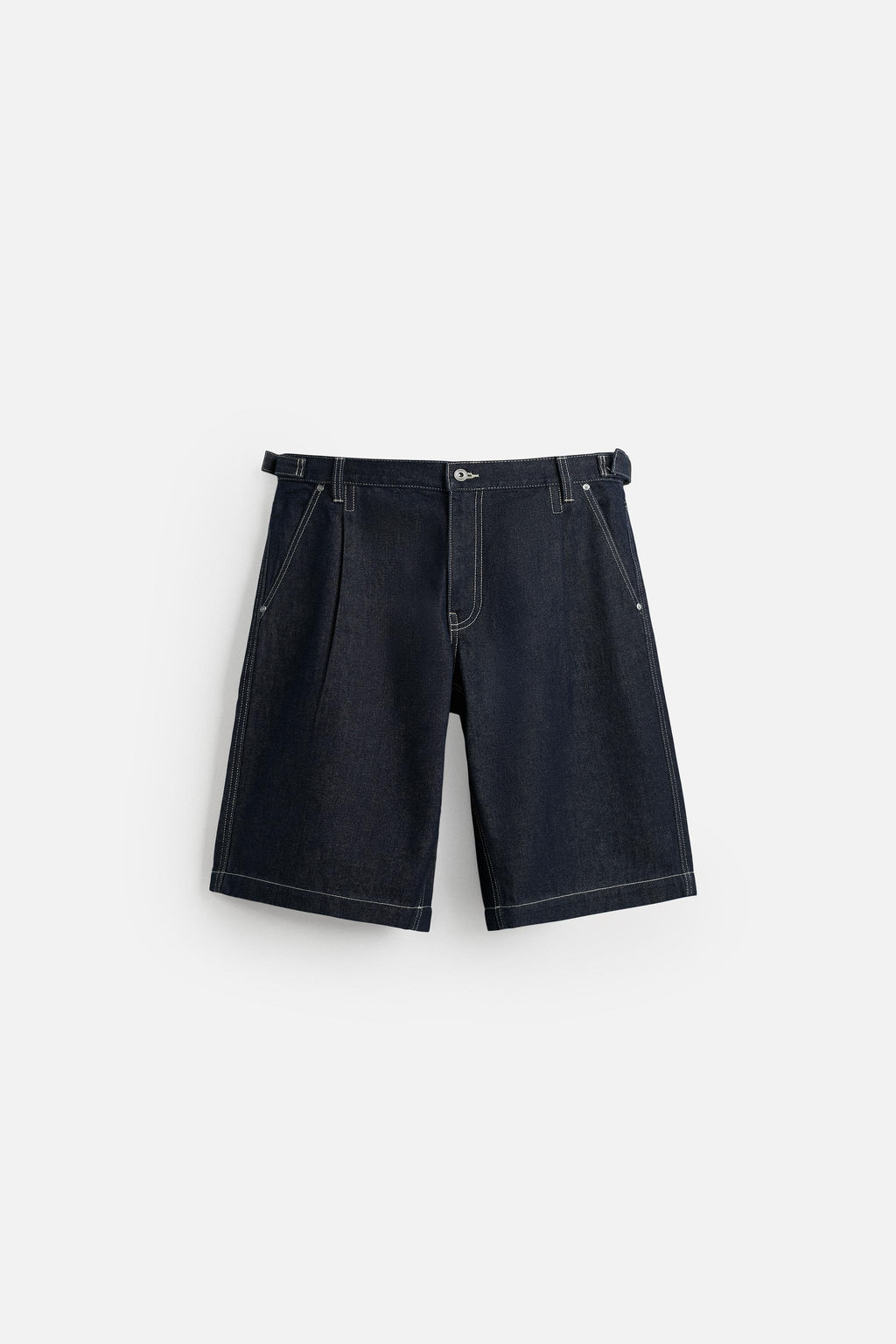 BELTED BAGGY FIT DENIM BERMUDA SHORTS - Zara фото 17