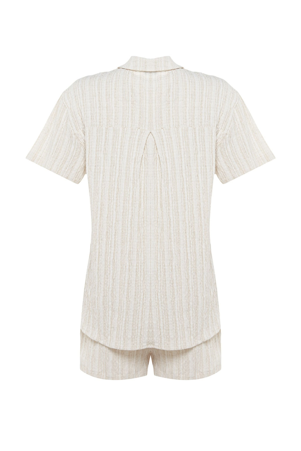 Ekru Dokuma Plaj Gomlek-Sort Tak?m TBESS23AU00054 - Trendyolmilla фото 8