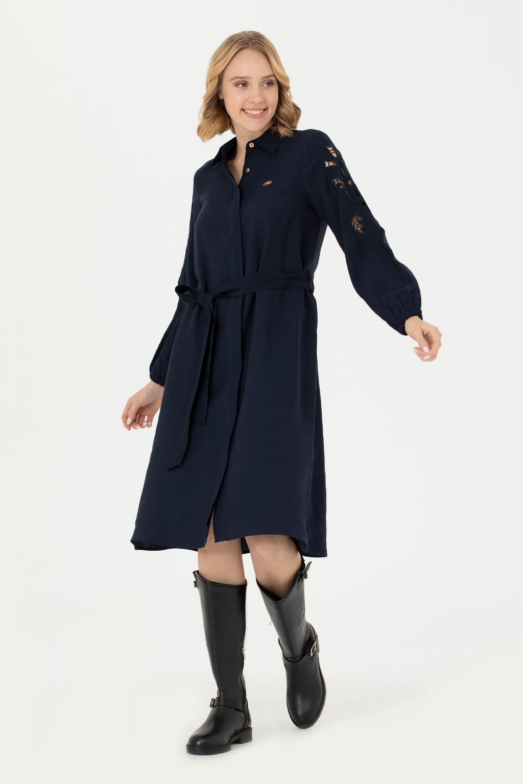 Женское темно-синее тканое платье - U.s. polo assn фото 8