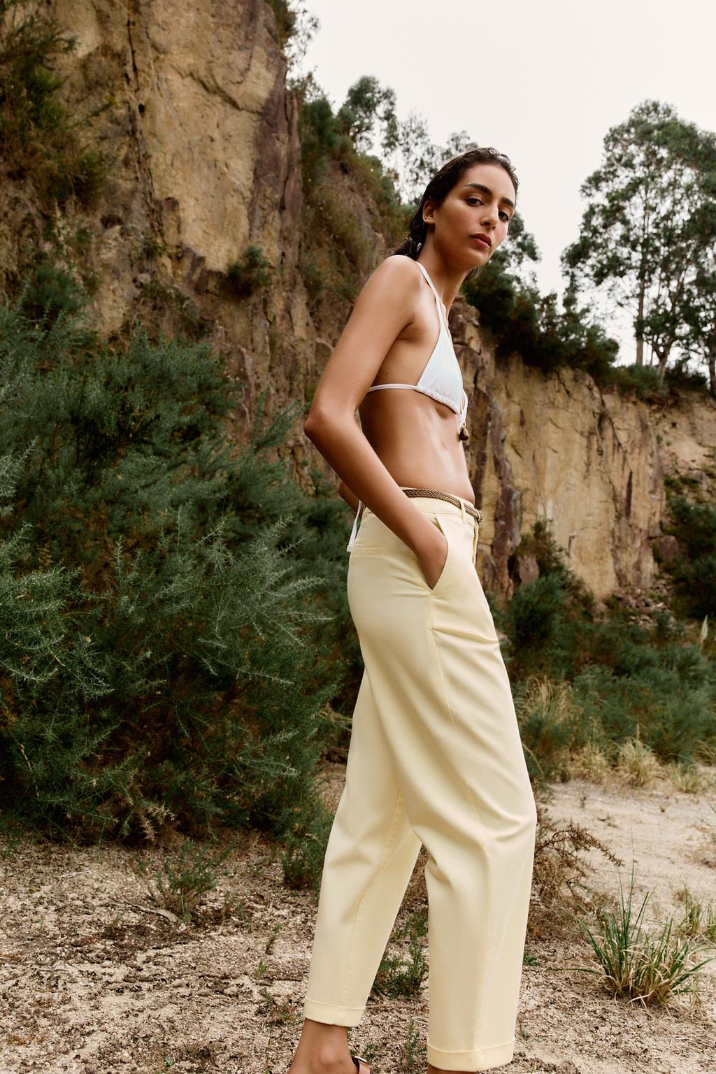 CHINO TROUSERS WITH BRAIDED BELT - Zara фото 4