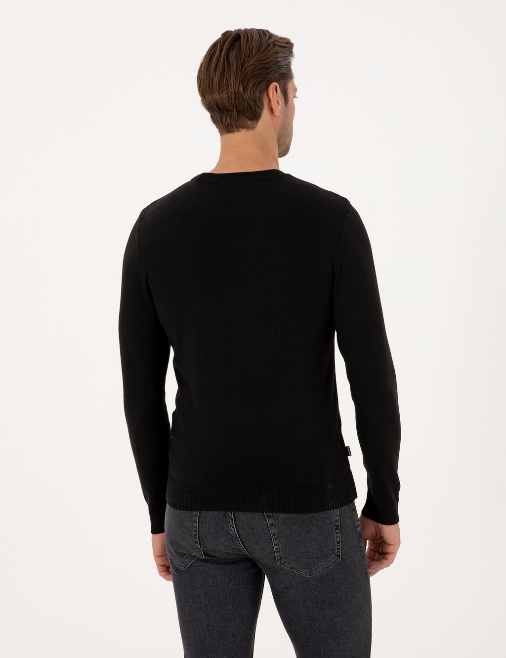 Siyah Slim Fit Bisiklet Yaka Basic Triko Kazak - Pierre cardin фото 5