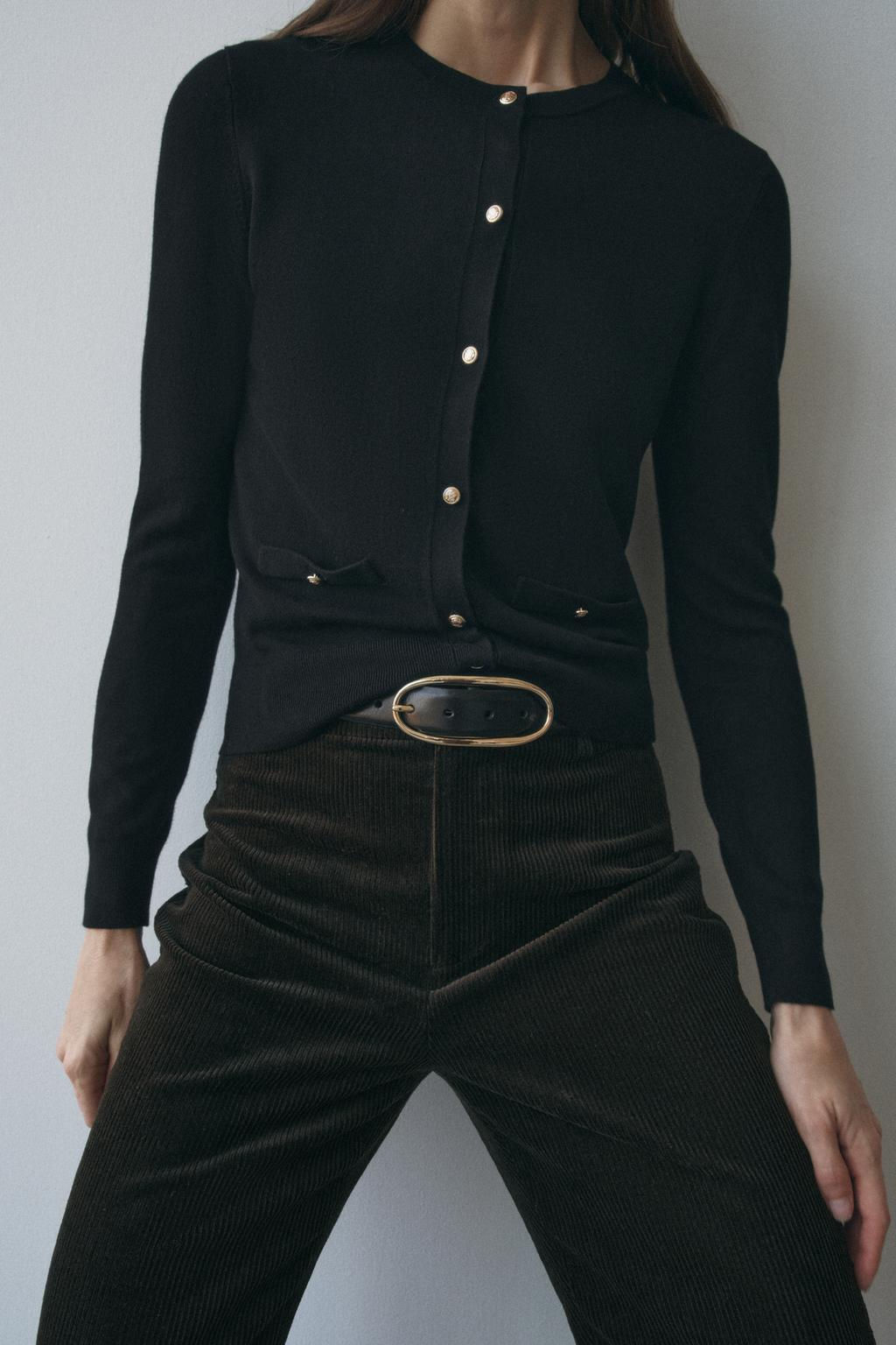 PLAIN KNIT CARDIGAN WITH GOLD BUTTONS - Zara фото 4